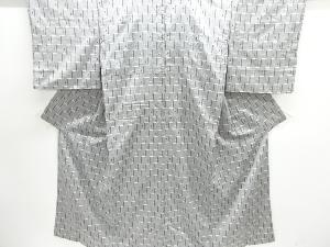 アンティーク　幾何学模様織出し手織り紬着物